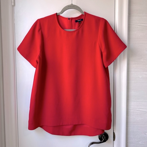 MADEWELL Textured Red A-Line Short Sleeve Blouse - Picture 1 of 8